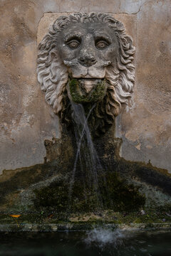lion fountain, Son Marroig, municipal district of Deyá, Mallorca, Balearic Islands, Spain
