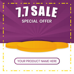 7.7 Sale design. Banner sale design good for commercial event monthly. Banner sales design