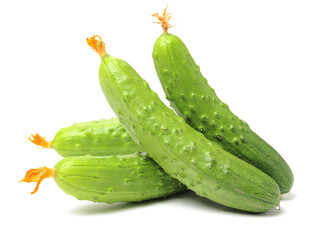 Green cucumber on the white background