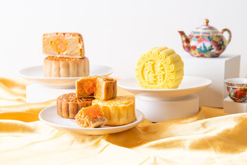 Chinese moon cake durian and egg yolk flavour