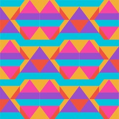 Beautiful of Colorful Triangle, Repeated, Abstract, Illustrator Pattern Wallpaper. Image for Printing on Paper, Wallpaper or Background, Covers, Fabrics