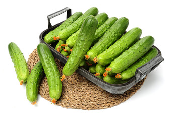 Green cucumber on the white background