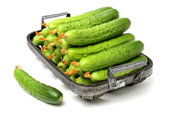 Green cucumber on the white background