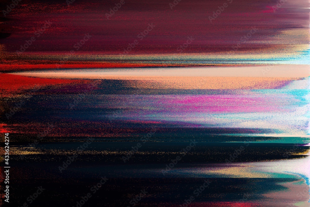 Poster modern background with dead pixel and bug, glitch and error signal. optical distortion, overlapping 