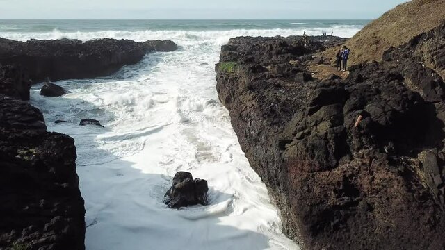 waves crashing in local harbor