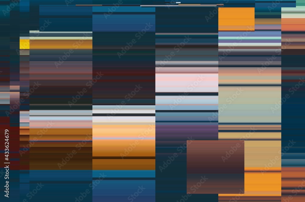 Fototapete modern background with dead pixel and bug, glitch and error signal. optical distortion, overlapping 