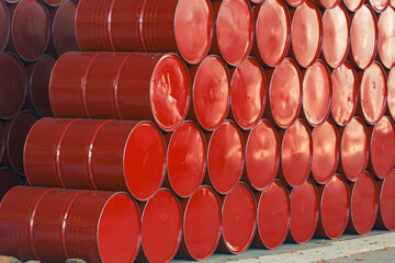 Oil barrels red or chemical drums
