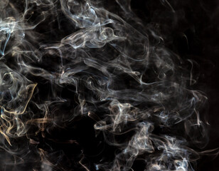 Smoke isolated on black background.