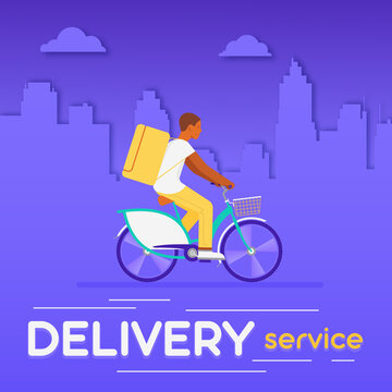 Online delivery service. Bicycle courier. Delivery service concept. Flat Style