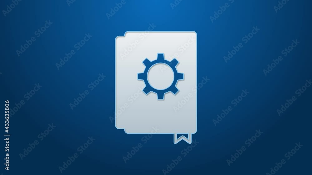 Poster white line user manual icon isolated on blue background. user guide book. instruction sign. read bef