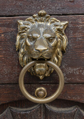 Golden brass Lion head door knob doorknob knocker