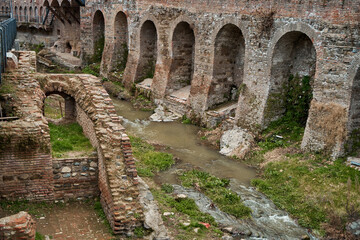 An old river channel with a small mountain river