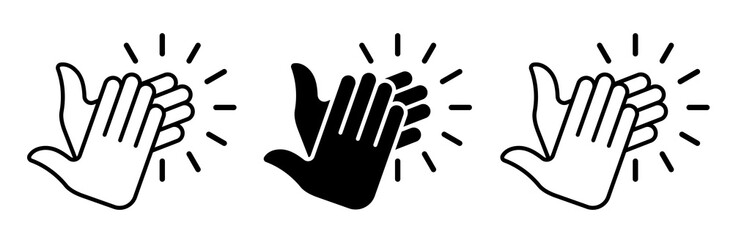 Applause flat icon set. Human clapping hands with clap sound. Vector elements