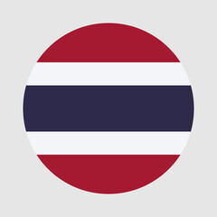 Round flag of Thailand country. Thailand flag with button or badge.