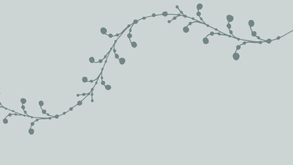 Fototapeta premium Thumbnail background with hand-drawn leaves in light and dark grey colors