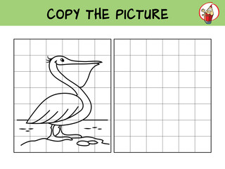 Pelican. Copy the picture. Coloring book