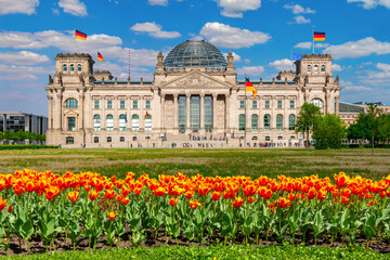 Reichstag building (Bundestag - parliament of Germany) in spring, Berlin, Germany