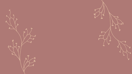 Thumbnail background with hand-drawn leaves in grey, orange and beige colors