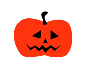 Cartoon drawing pumpkin on white background for happy halloween party. Isolated icon. Vector illustration.
