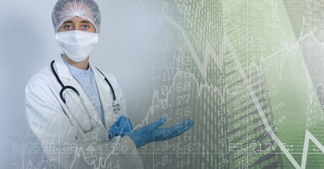 Composition of medical data processing over doctor in face mask