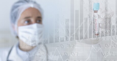 Composition of medical data processing over in face mask and covid 19 tube blood sample