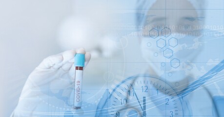 Composition of medical data processing over in face mask and covid 19 tube blood sample