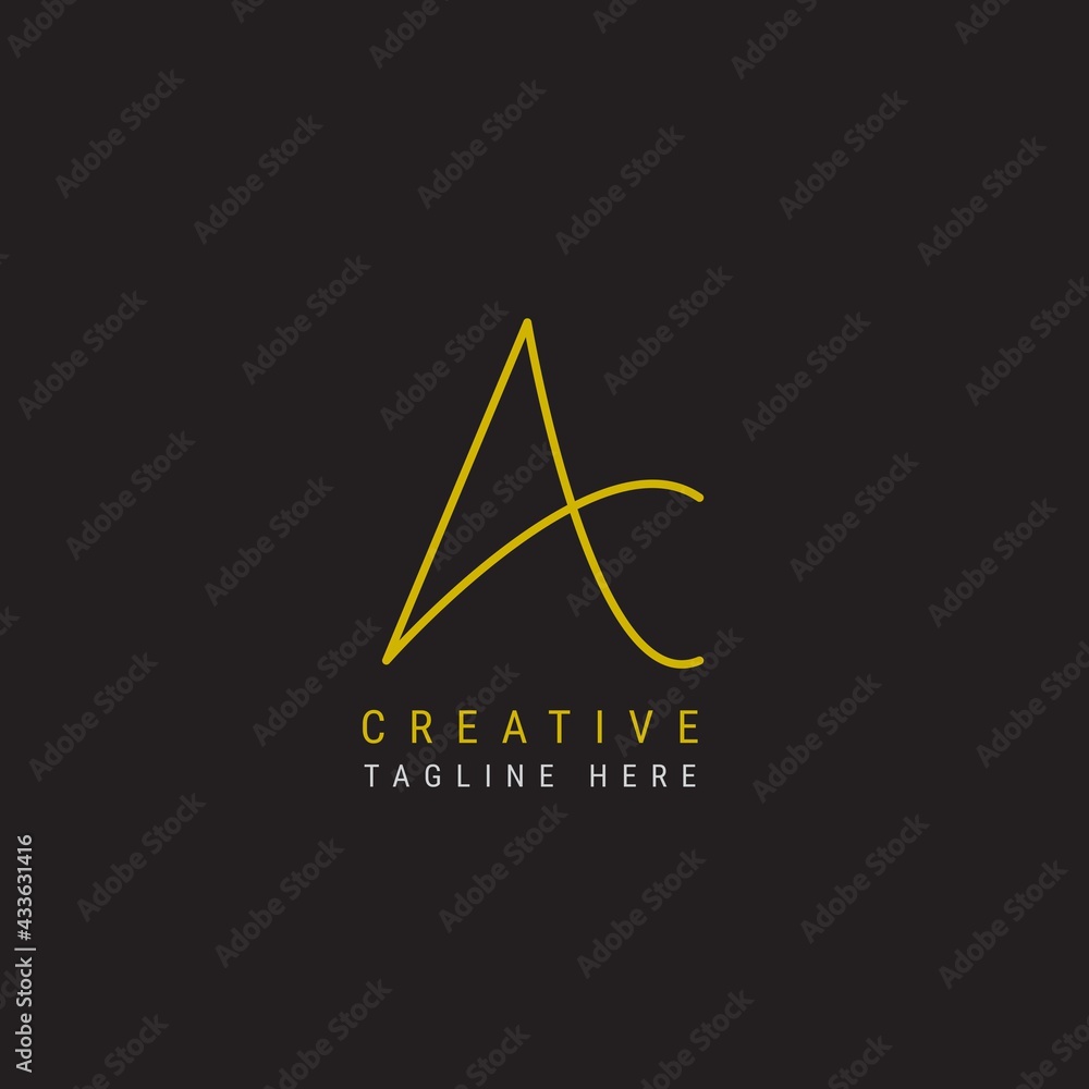 Poster elegant curve line vector logotype. premium letter a logo design. fancy linear creative monogram.
