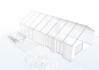 modern cabin house architecture 3d illustration 