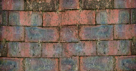 Close-up view of a mix color brick wall, backgrounds and urban concepts