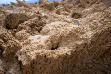 Salt rocks close-up on the Devil's Golf Course in Death Valley