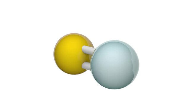 Zinc sulfide (or zinc sulphide) is an inorganic compound with the chemical formula of ZnS or SZn. 3D render. Seamless loop. Chemical structure model: Ball and Stick. White background