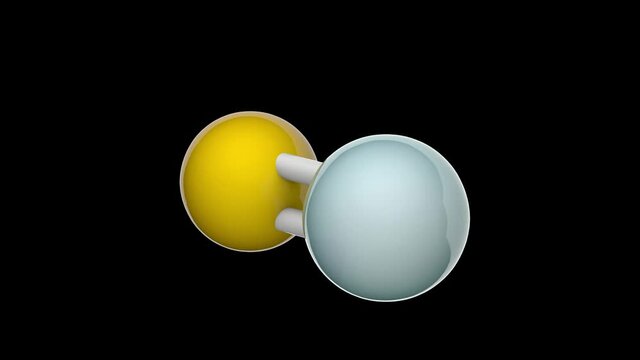 Zinc sulfide (or zinc sulphide) is an inorganic compound with the chemical formula of ZnS or SZn. 3D render. Seamless loop. Chemical structure model: Ball and Stick. RGB + Alpha (Transparent) channel