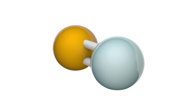 Zinc selenide is an inorganic compound with the chemical formula of ZnSe or SeZn. 3D render. Seamless loop. Chemical structure model: Ball and Stick. White background