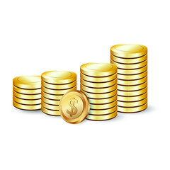 gold dollar coins in vector