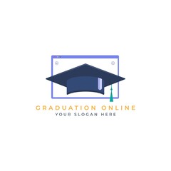 Online Graduation icon logo concept vector design