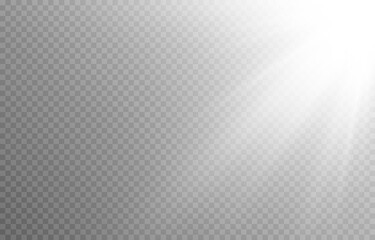 Vector white light. Sun, sun rays, flare, dawn png. Explosion of white light. White Star PNG. White flash png.