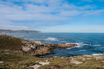 Fototapeta na wymiar Detail of the coast of Galicia, near the Punta Nariga Lighthouse, in Malpica de Bergantiños, in the province of La Coruña, (Spain).