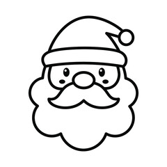 Obraz na płótnie Canvas Cute Santa Claus head, Merry Christmas decoration, Happy X'mas new year greeting gift design template, Outline design vector Illustration