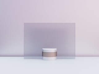 Scene with podium for mock up presentation in minimalism style with copy space, 3d render abstract background