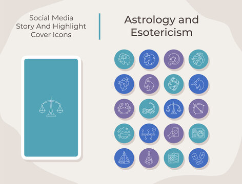 Astrology and esoterism social media story and highlight cover icons set. Zodiac signs. Trendy template for bloggers. White linear pictograms collection. Thin line drawings pack for branding