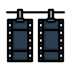 Icon Of Photo Film Drying On Rope With Clothespin