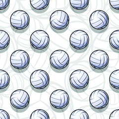 Seamless pattern with volleyball ball symbol. Vector illustration. Ideal for wallpaper, packaging, fabric, textile, wrapping paper design and any kind of decoration