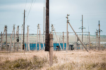 the substation line goes to power lines in the fields, current energy