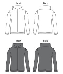 Outdoor jacket template isolated on white background. Polar fleece vector illustration. 