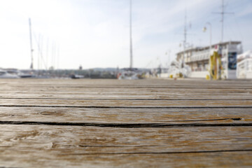 Wooden pier of free space and port landscape 