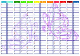 Bright calendar with abstract butterflies in the background on one page for 2022, on a white isolated background. Vector illustration. 