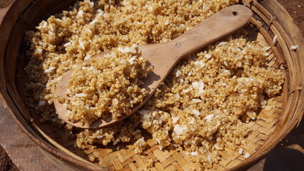 in Indonesia it is called tiwul.nasi from cassava material