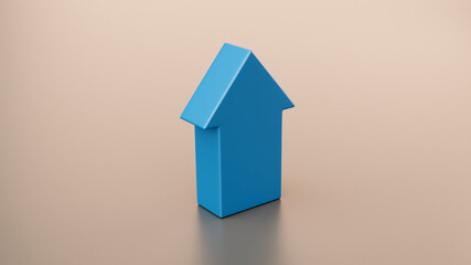 3d blue arrow shape on brown background