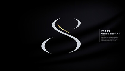 Number eight / 8 vector font alphabet, modern dynamic luxury flat design for your unique elements design ; logo, corporate identity, application, creative poster etc.