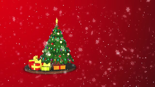 3d rendering of new year and christmas concept animation tree with colorful lights and decorations